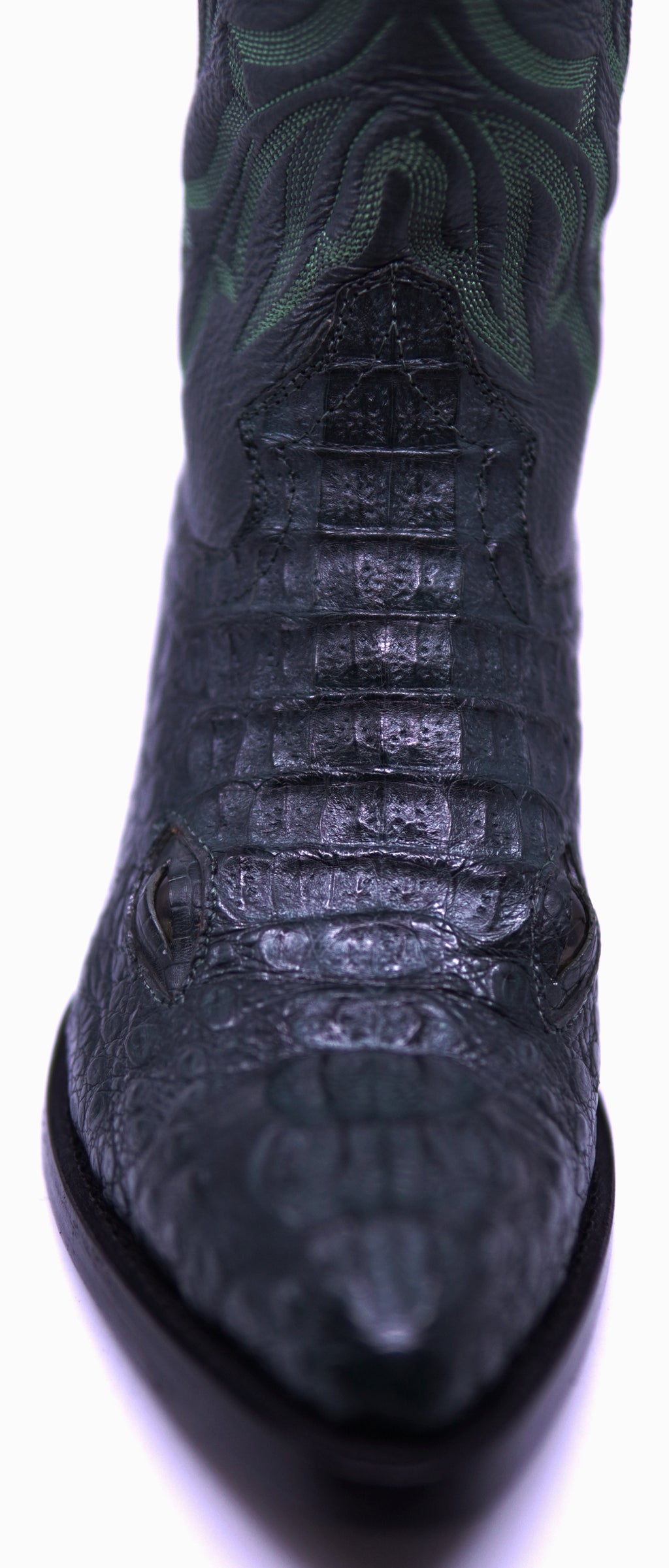 Dark Green Hornback Caiman Boots with Eyes image 3