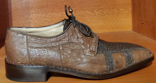 Brown Ostrich & Stingray Dress Shoe US Men's 10.5 image 0