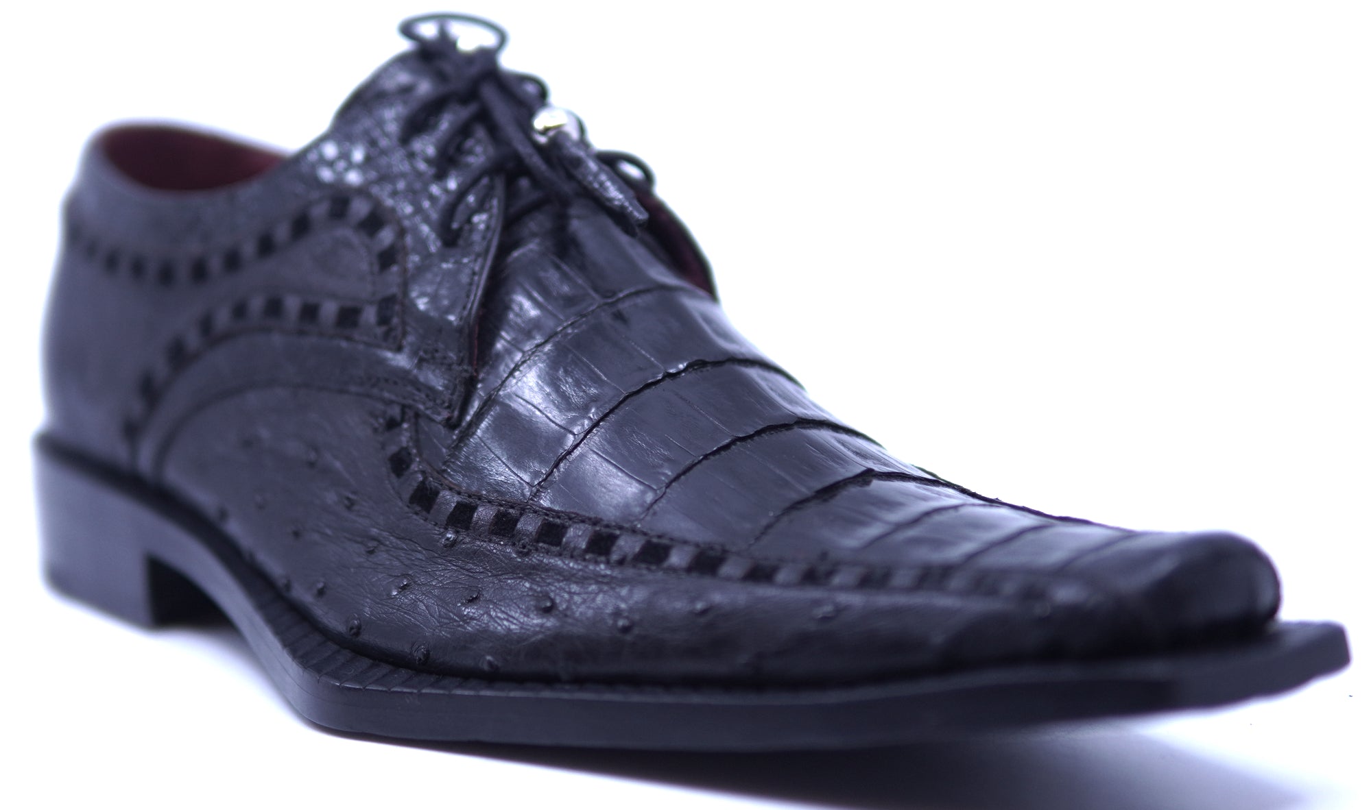 Genuine Alligator & Ostrich Pointed Toe Dress Shoe image 2