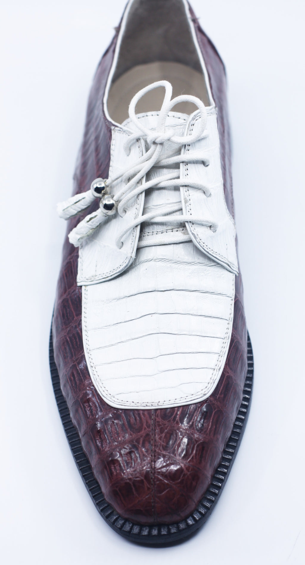 Burgundy and White Full Croc Dress Shoe US 9.5 image 1
