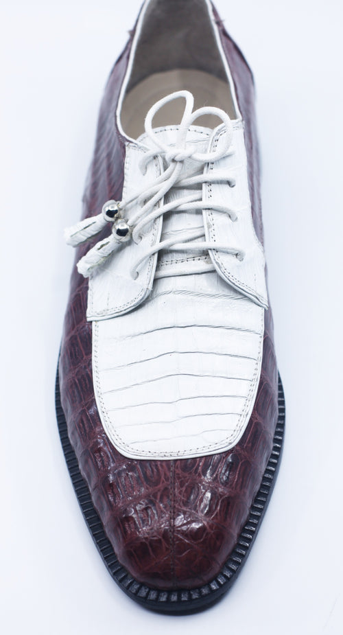 Burgundy and White Full Croc Dress Shoe US 9.5 image 1
