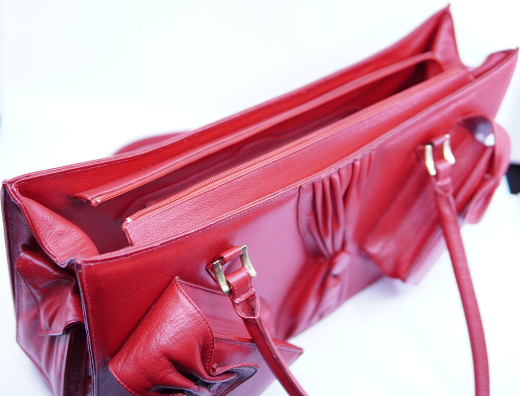 Large Red Leather Bow Purse image 3