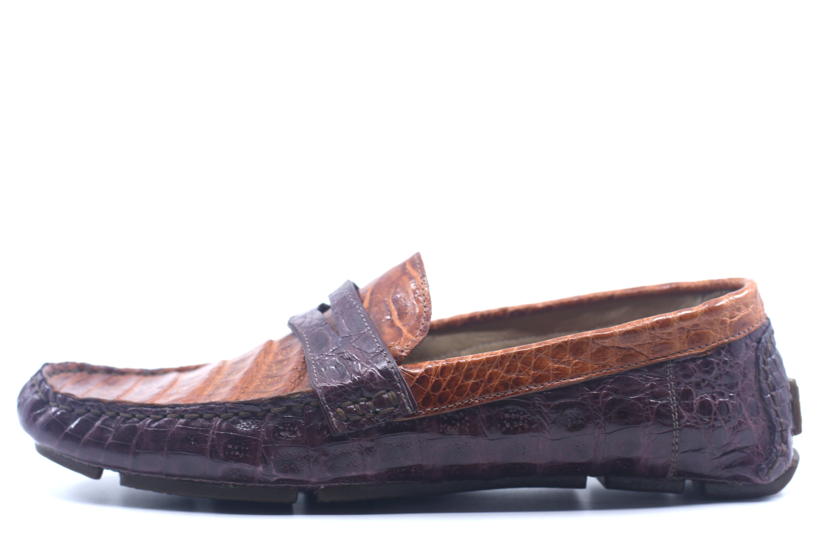 Burgundy and Cognac Croc Driving Shoe US 10.5 image 2