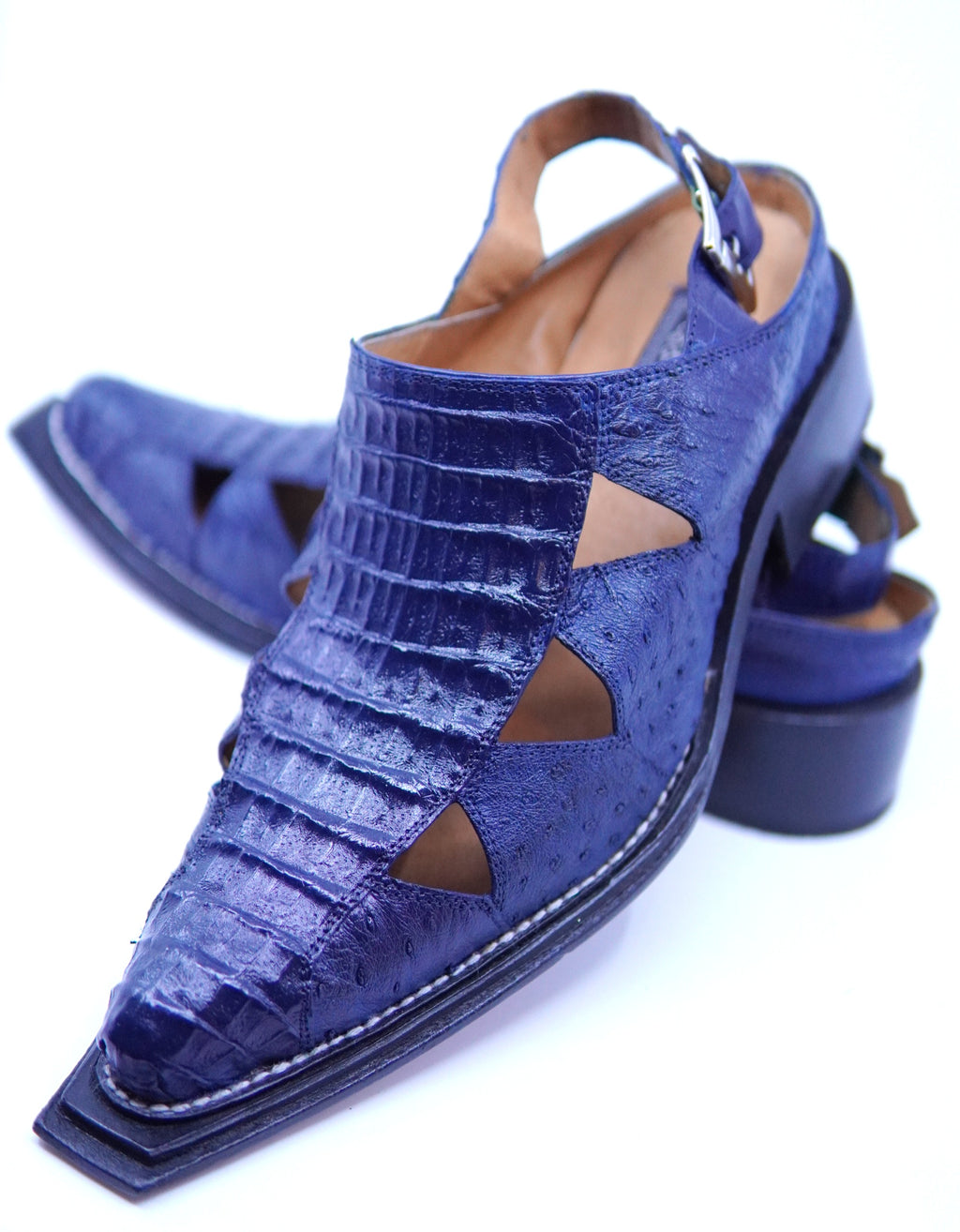 Navy Crocodile & Ostrich Sandal US 12.5 image 3