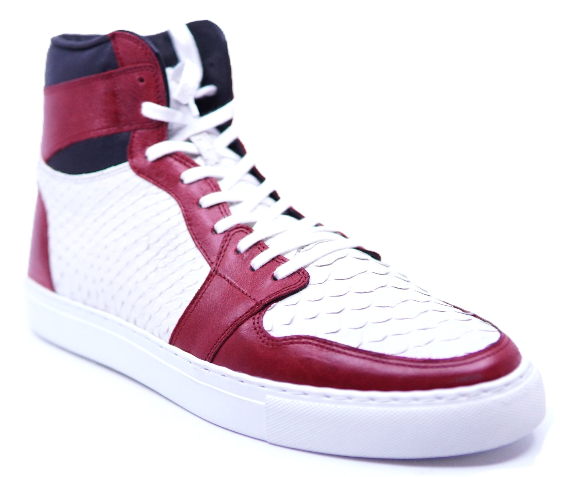 White Snake & Red Leather High Top Sneaker image 2