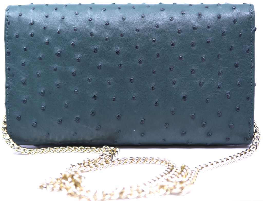 Ostrich Crossbody Bag with Chain Strap image 1