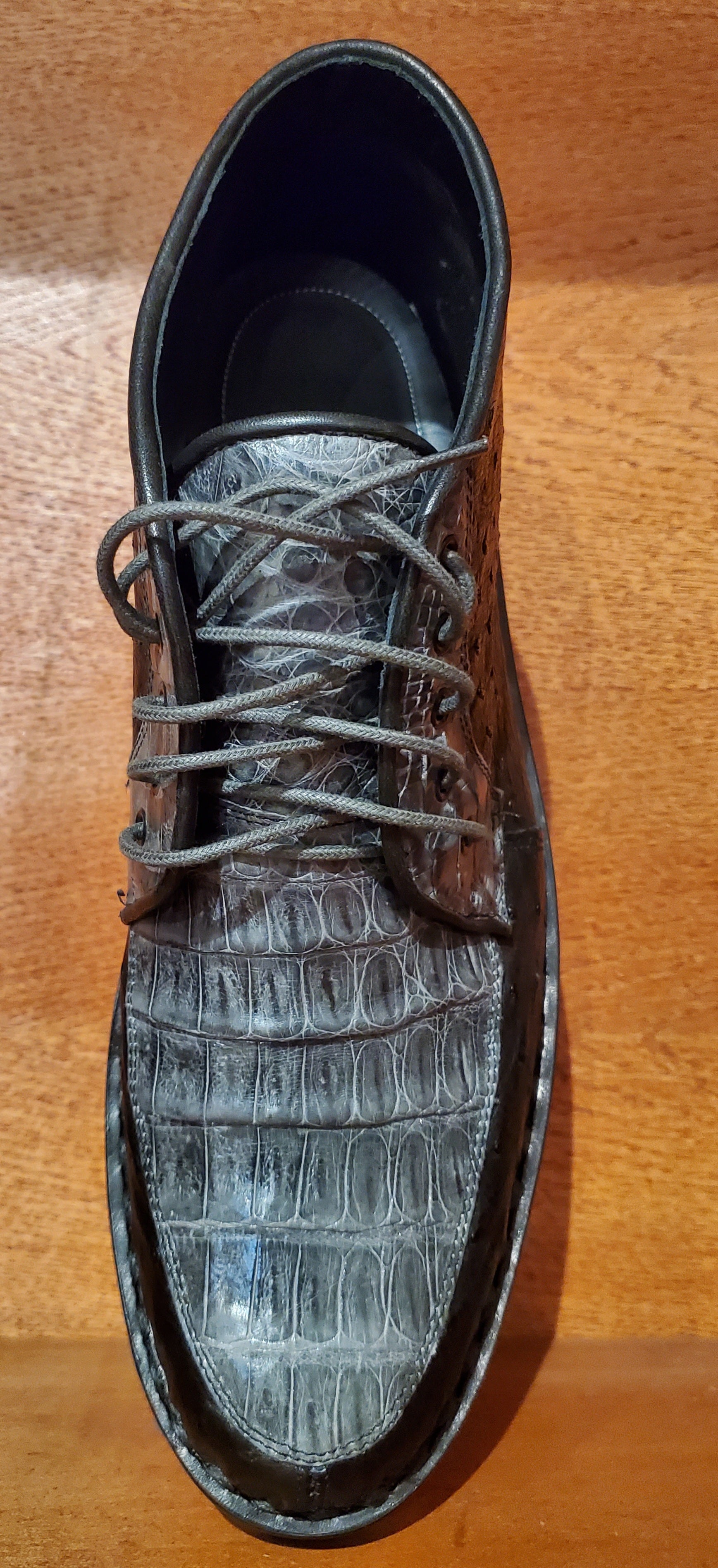 Black Ostrich & Gray Caiman Belly US Men's 10 image 2
