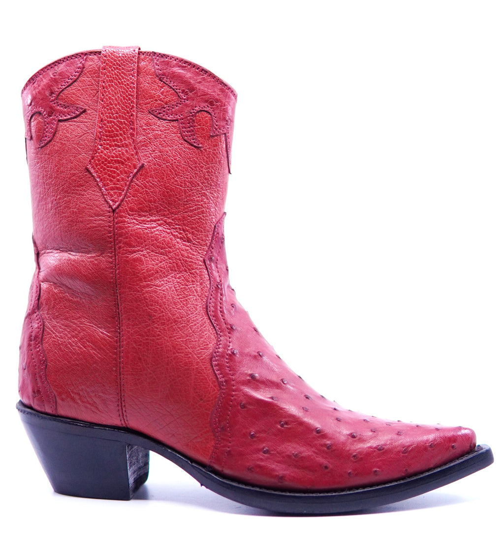 Red Ostrich Short Zipper Boot US Women's 7.5 image 0