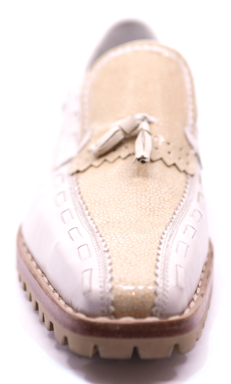 Genuine Beige Stingray & Bone Leather Loafer Dress Shoe image 3