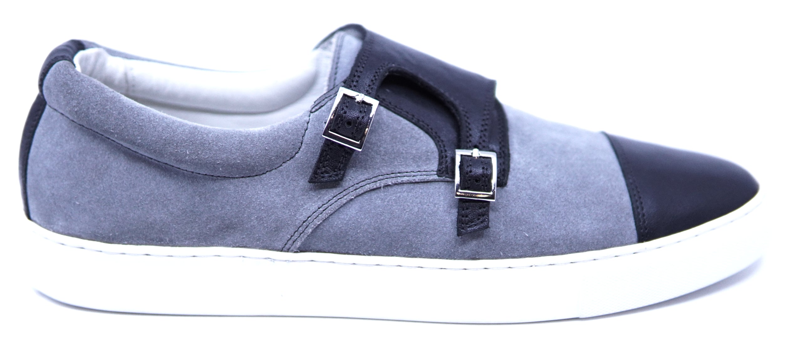 Suede & Leather Monk Strap Sneakers  image 0